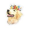 Flower crown golden retriever sticker