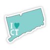 I Love Connecticut Teal Sticker
