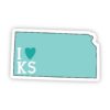 I Love Kansas Teal Sticker