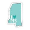 I Love Mississippi Teal Sticker