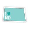 I Love North Dakota Teal Sticker
