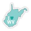 I Love West Virginia Teal Sticker