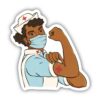 Rosie The Riveter Nurse Dark Hair Sticker