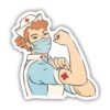 Rosie The Riveter Nurse Red Hair Sticker