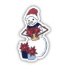 Cute Snowman With Flowers Winter Sticker