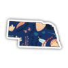 Nebraska Blue Floral Abstract Sticker