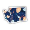 Washington Blue Floral Abstract Sticker