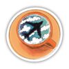 Airplane Latte Art Sticker - Orange