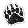 Black Floral Bear Paw Print Sticker