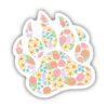 Cute Floral Bear Paw Print Sticker