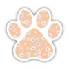Orange Floral Paw Print Sticker