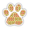 Green and Orange Pattern Paw Print Sticker