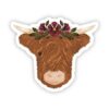 Highland Cow & Flower Crown Sticker