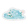 Blue Floral Cow Girl Hat Sticker