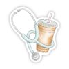 Blue stethoscope and iced coffee sticker