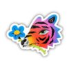 Tiger & Flower Sticker - Multicolor