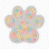 Cute Floral Paw Print Clear Sticker