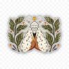 Moth and Leaves Clear Sticker