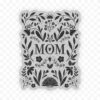 Mom Floral Clear Sticker - Black & White