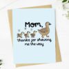 Mother Duck and Ducklings Mother's Day Card (light blue)