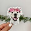 Pit Bull With Flower Crown Sticker
