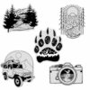 Nature Camping Black & White Clear Stickers 5 Pack